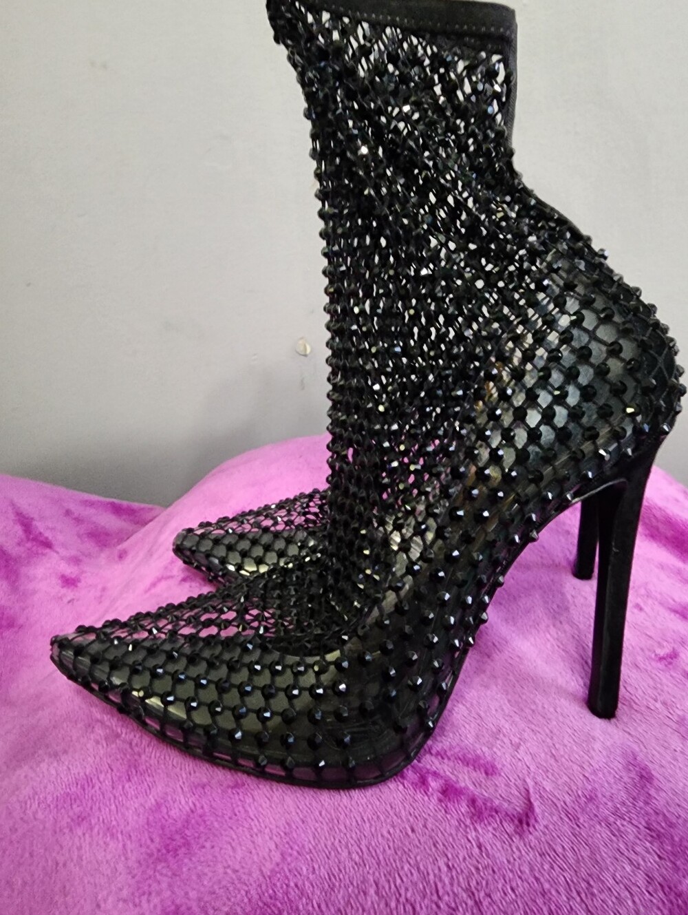 JLO revolve Rhinestone Sock Style Pumps. - Picture 2 of 7